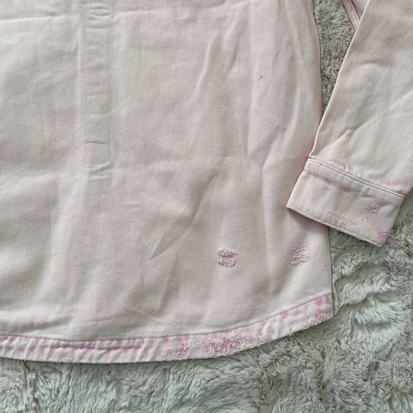 SER.O.YA Mariel Denim Button-Front Shirt Jacket Pink Size M - Picture 12 of 15
